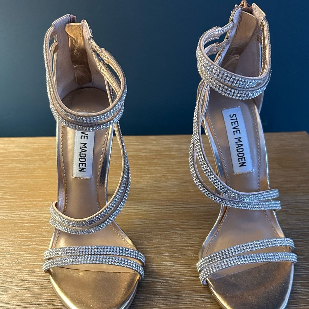 Steve Madden Gold and Silver Strappy Heels